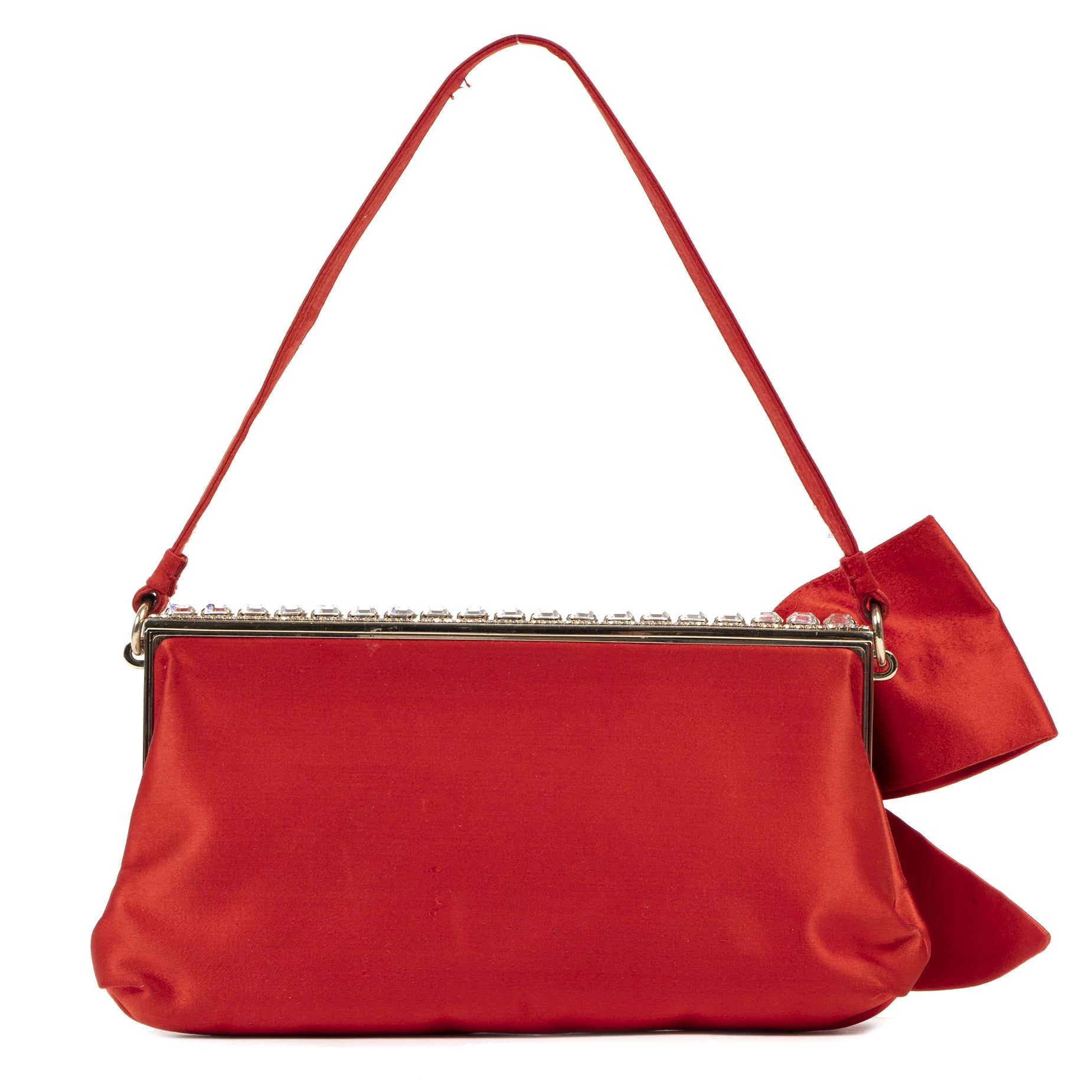 Valentino Red Satin Crystal Evening Bag pour le meilleur prix chez Labellov à Anvers