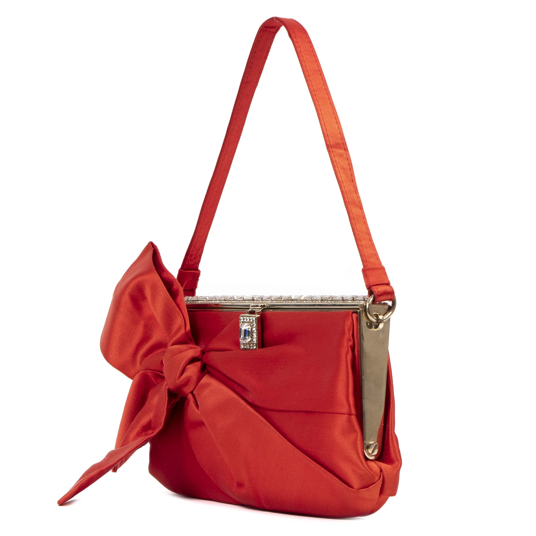 Valentino Red Satin Crystal Evening Bag kopen en verkopen aan de beste prijs