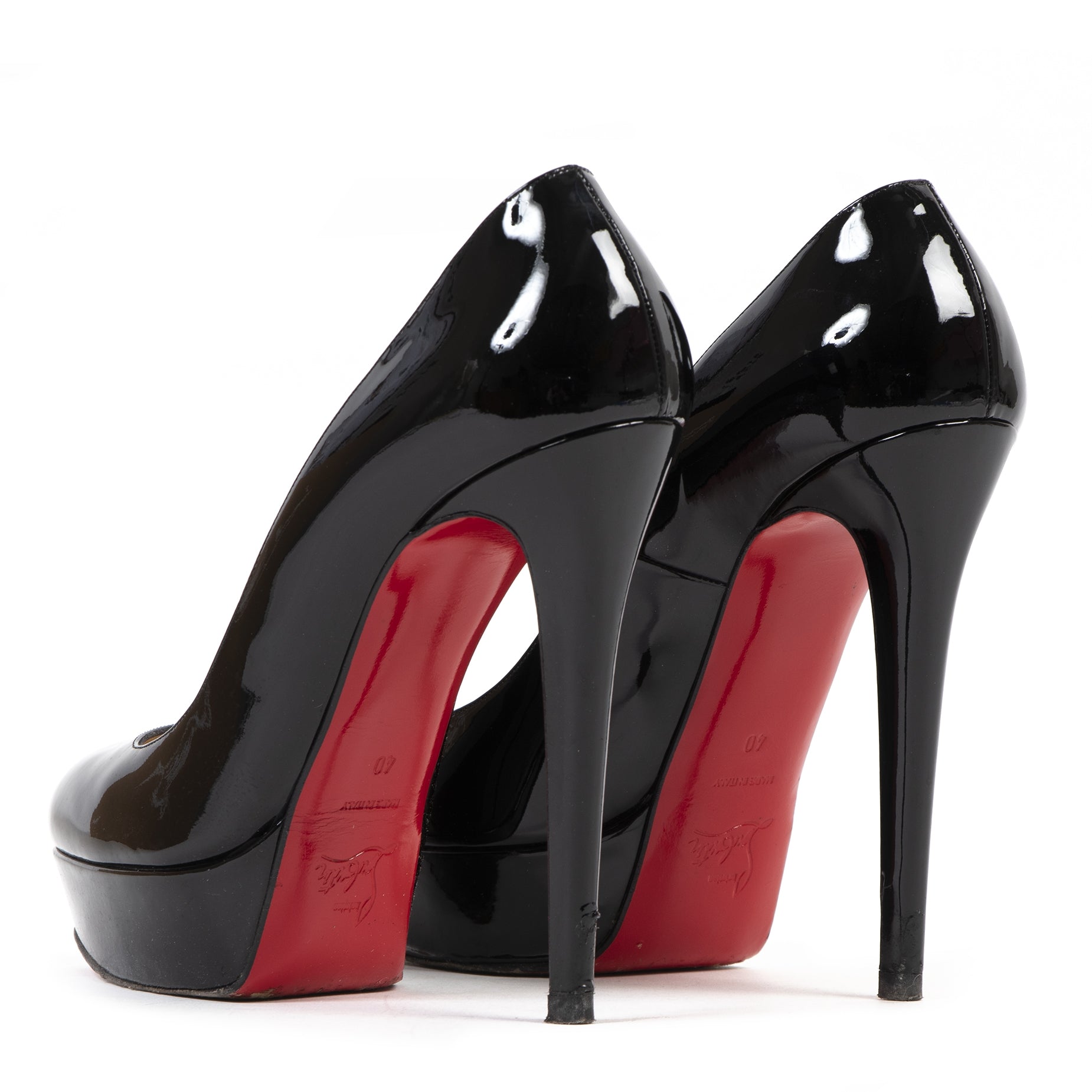acheter en ligne seconde main Christian Louboutin Bianca 140 Patent Leather Black Pumps - Size 40