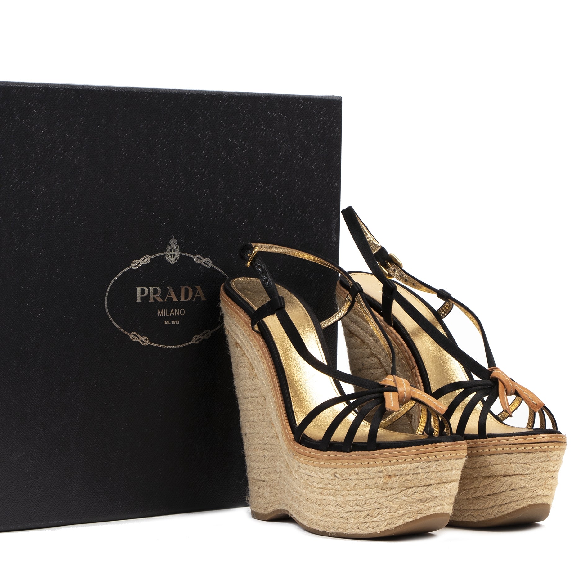 Authentieke Tweedehands Prada Wedge Sandal Heels - Size 40,5 juiste prijs veilig online shoppen luxe merken webshop winkelen Antwerpen België mode fashion