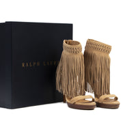 skip the waiting list shop safe online Ralph Lauren Beige Suede Fringe Platform Heels - Size 39,5
