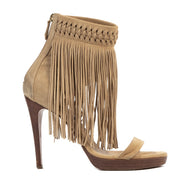 Ralph Lauren Beige Suede Fringe Platform Heels - Size 39,5
