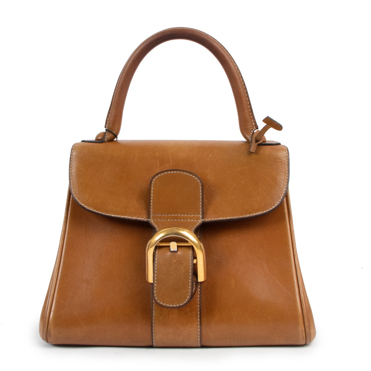 Buy online an authentic second hand Delvaux Brillant PM cognac leather handbag in good condition at Labellov in Antwerp.