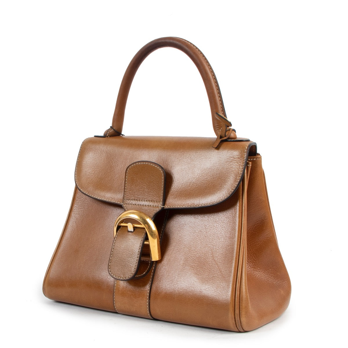 Buy online an authentic second hand Delvaux Brillant PM cognac leather handbag in good condition at Labellov in Antwerp.