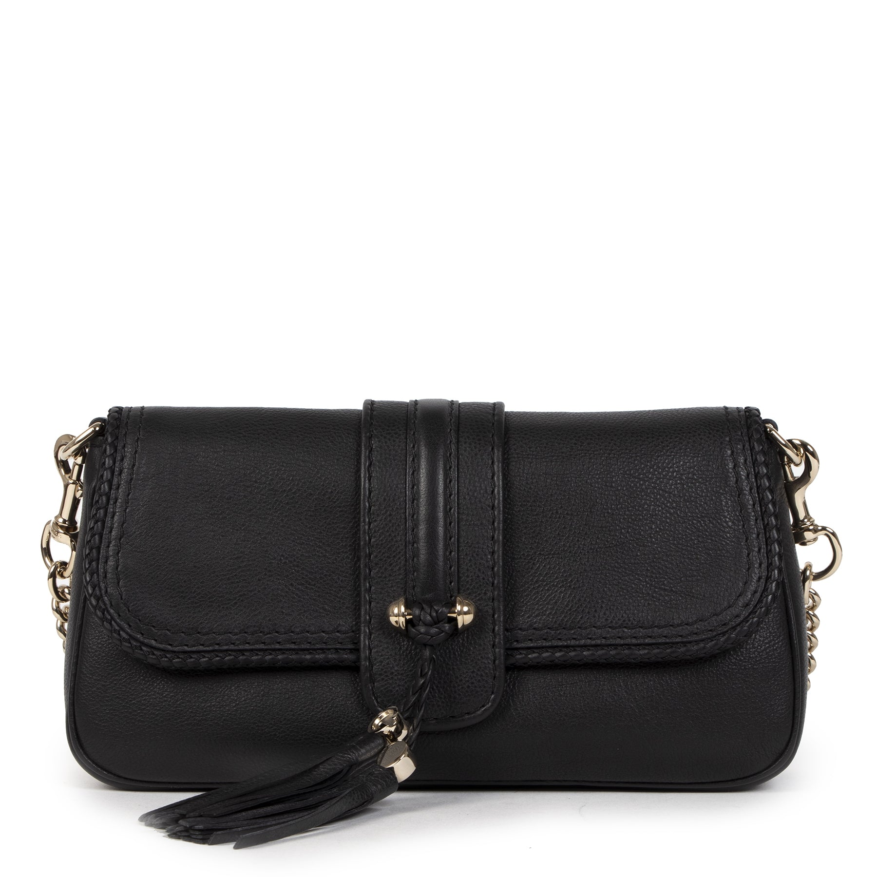 Authentieke tweedehands vintage Gucci Black Marrakech Evening Bag koop online webshop LabelLOV