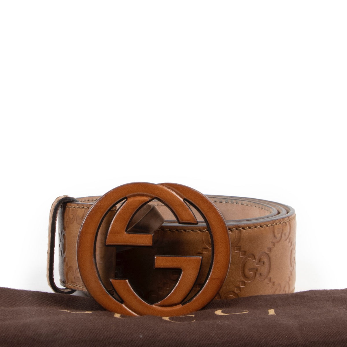 Buy an authentic second hand Gucci Camel Leather & Wood Buckle Belt - Size 90 at Labellov
