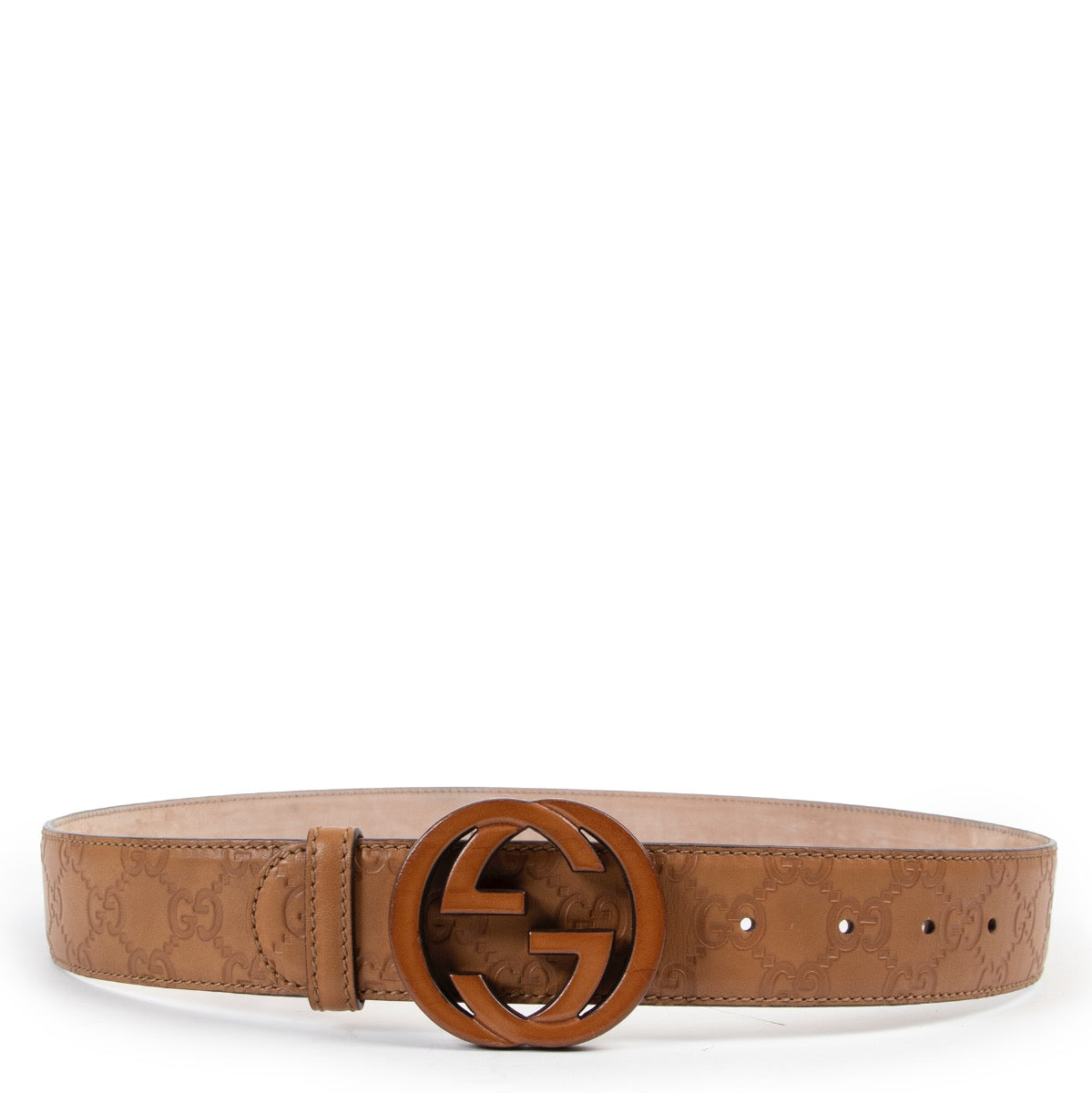 Buy an authentic second hand Gucci Camel Leather & Wood Buckle Belt - Size 90 at Labellov