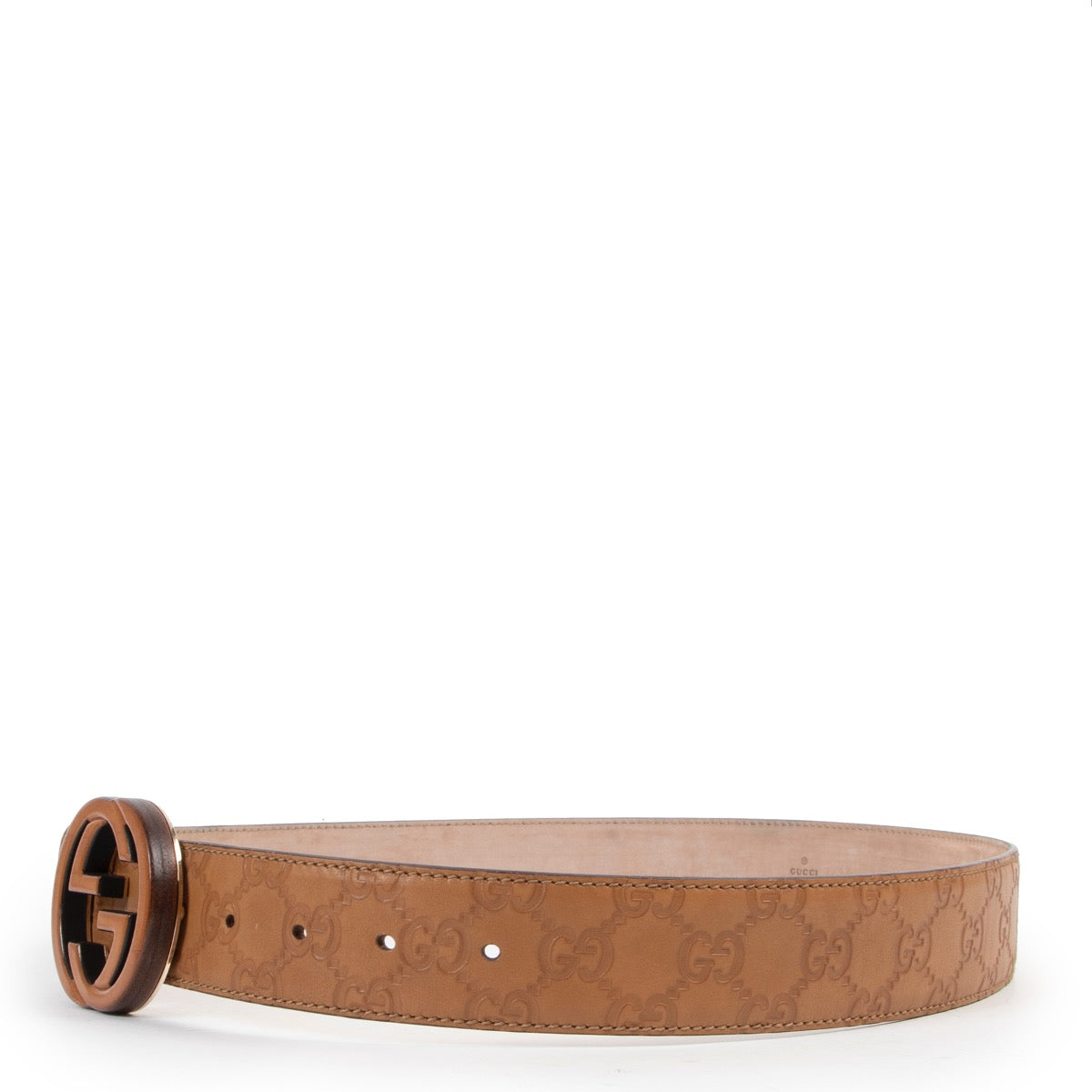 Buy an authentic second hand Gucci Camel Leather & Wood Buckle Belt - Size 90 at Labellov