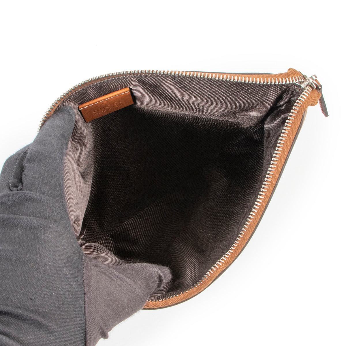 Buy an authentic second hand Gucci Brown Nylon Clutch Pouch at Labellov