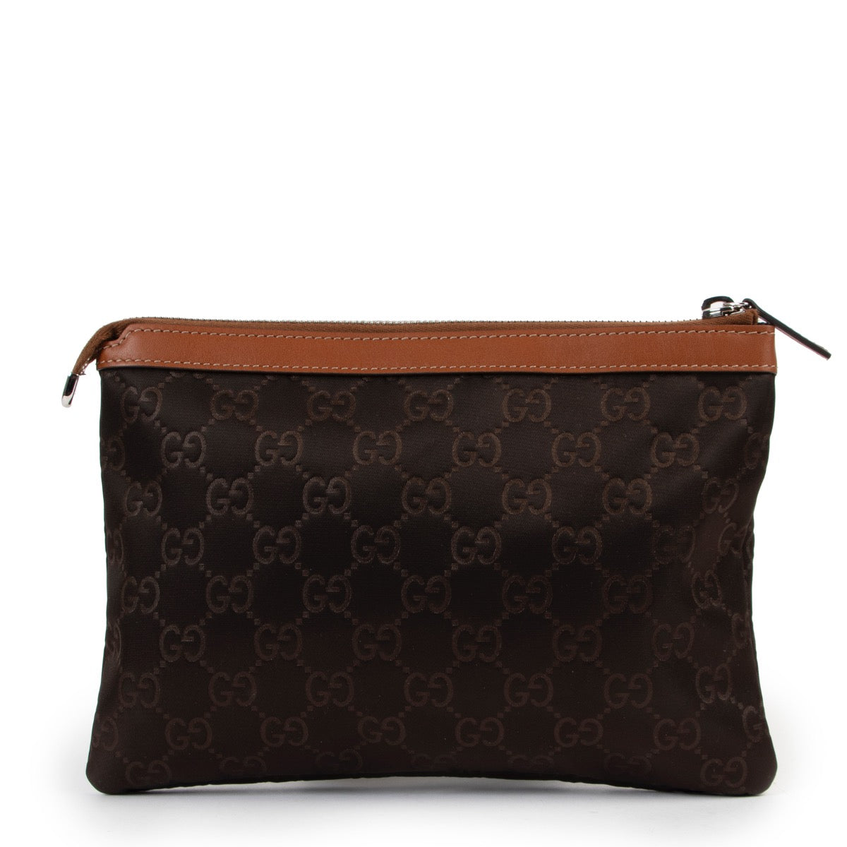 Buy an authentic second hand Gucci Brown Nylon Clutch Pouch at Labellov