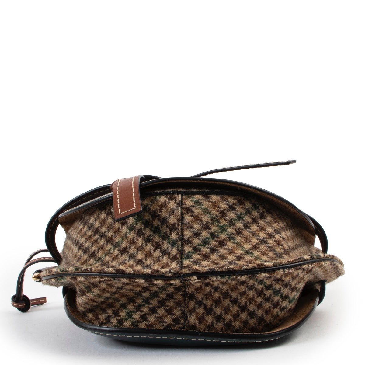 Buy an 100% authentic second hand Loewe Gate Small Forest Green And Tweed Houndtooth Crossbody Bag at Labellov