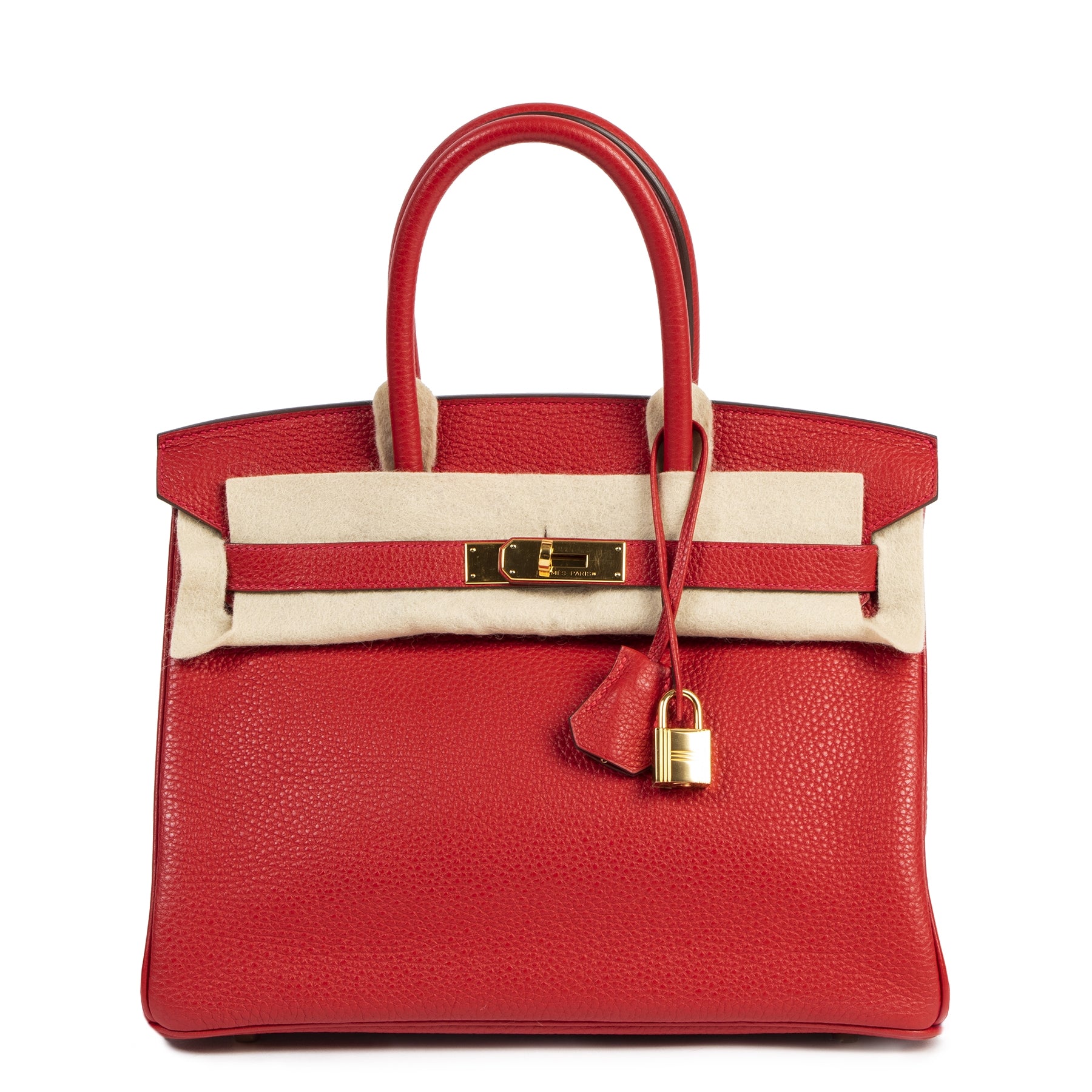 As New Hermes Birkin 30 Rouge Casaque Taurillon Clemence GHW