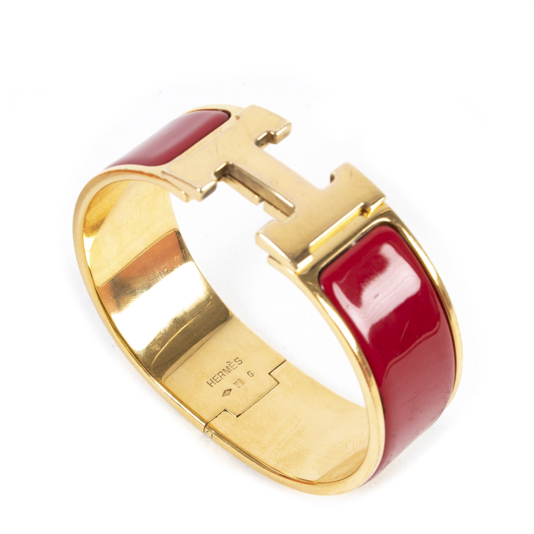 Hermès Bordeaux Clic Clac H Bracelet GHW