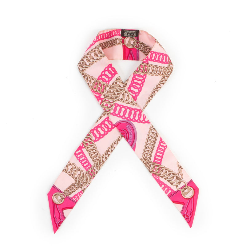 Hermès Salmon Pink Multicolor Twilly Buy this gorgeous 100% authentic piece here safely