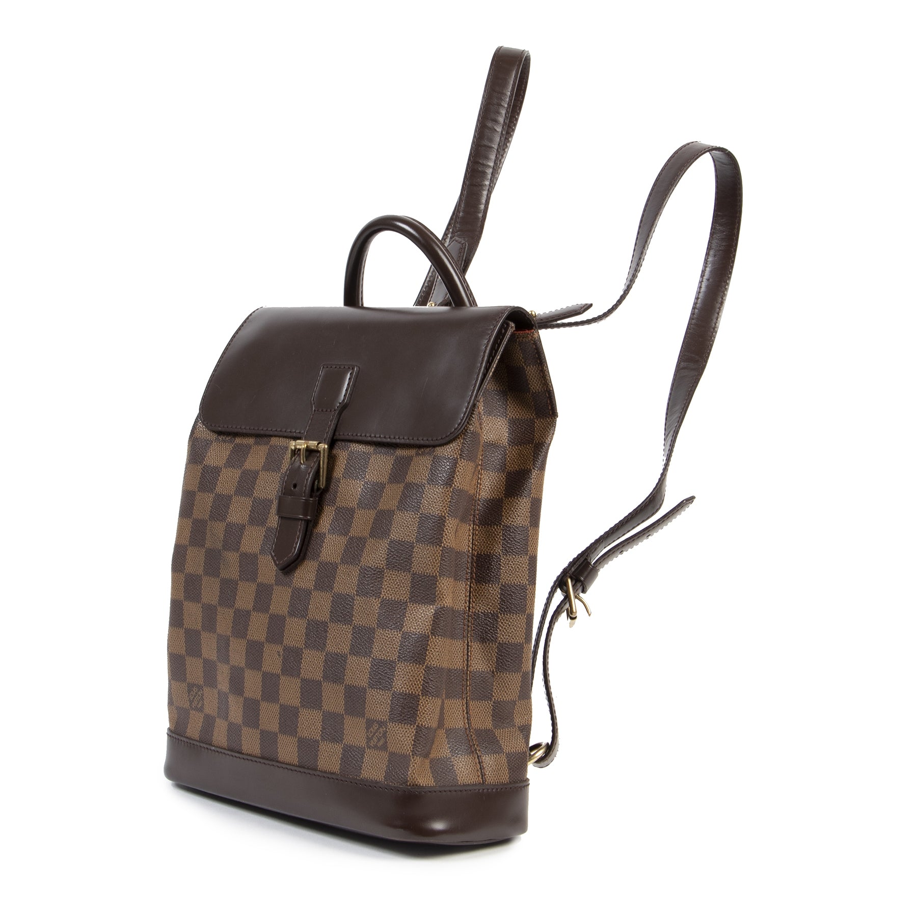 Authentieke Tweedehands Louis Vuitton Soho Damier Ebene Backpack juiste prijs veilig online shoppen luxe merken webshop winkelen Antwerpen België mode fashion