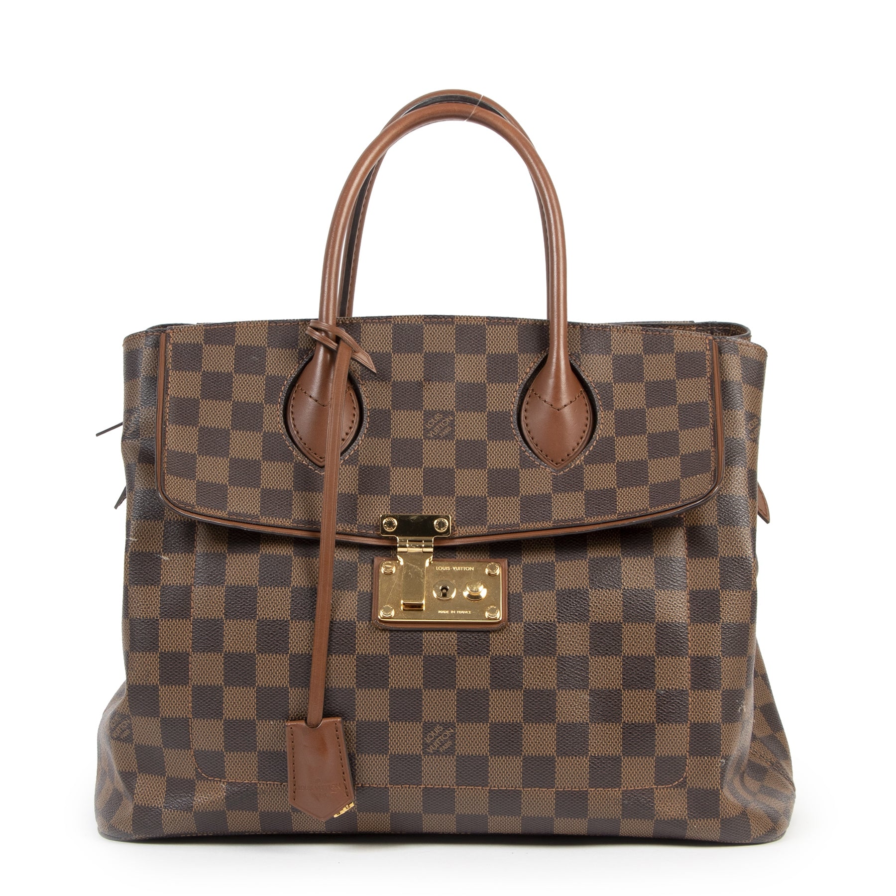 Authentieke Tweedehands Louis Vuitton Ascot Damier Ebene Leather Bag juiste prijs veilig online shoppen luxe merken webshop winkelen Antwerpen België mode fashion