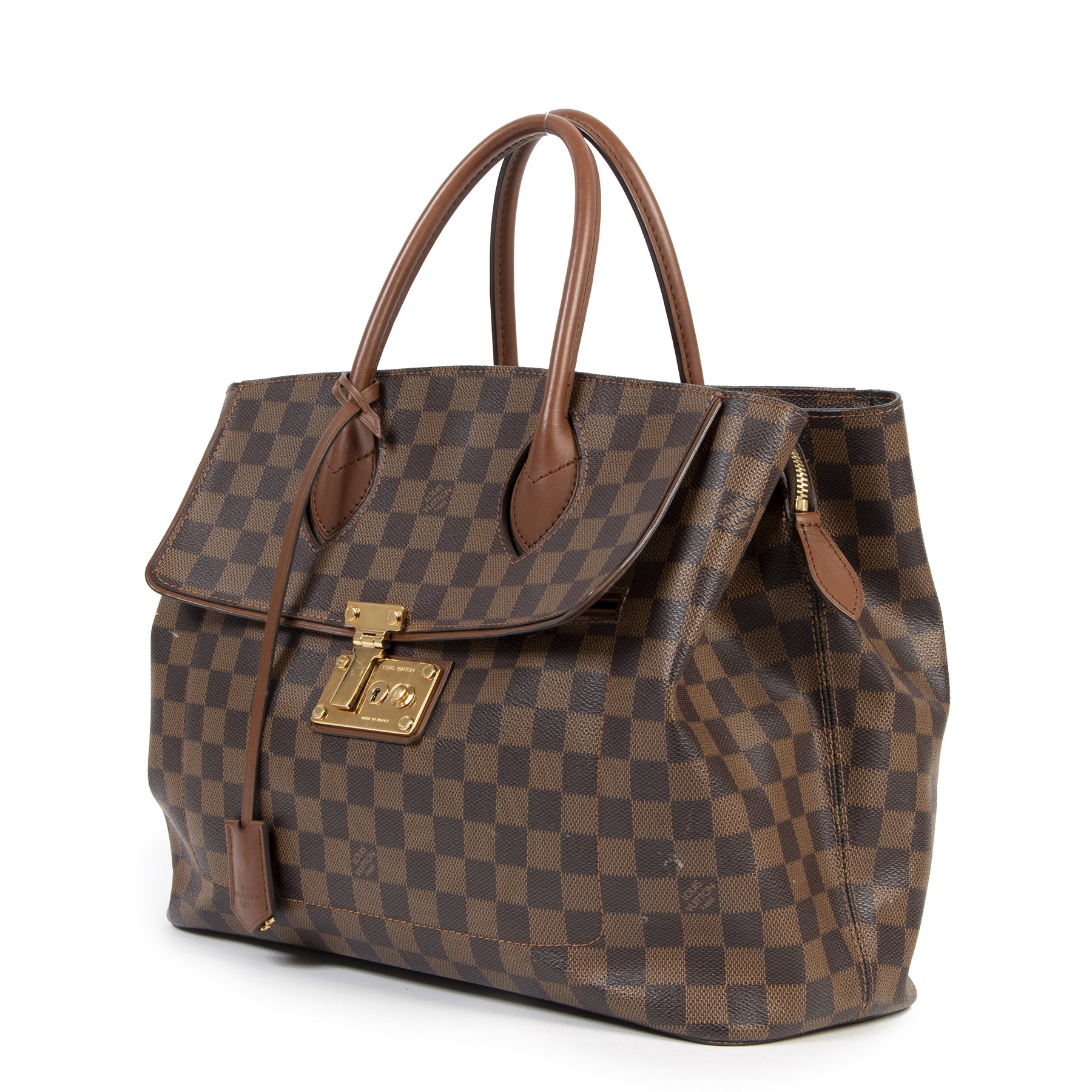 Authentic secondhand Louis Vuitton Ascot Damier Ebene Leather designer bags fashion luxury vintage webshop safe secure online shopping
