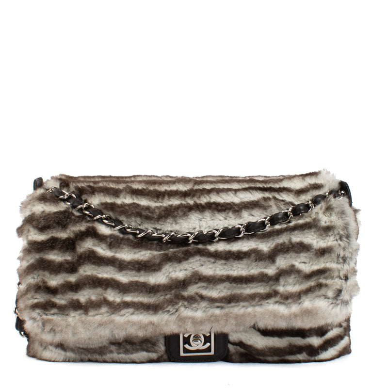 shop 100% authentic second hand Chanel Sport Grey Chinchilla Fur Large Flap Bag on Labellov.com