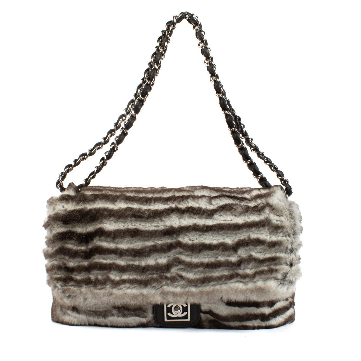 shop 100% authentic second hand Chanel Sport Grey Chinchilla Fur Large Flap Bag on Labellov.com