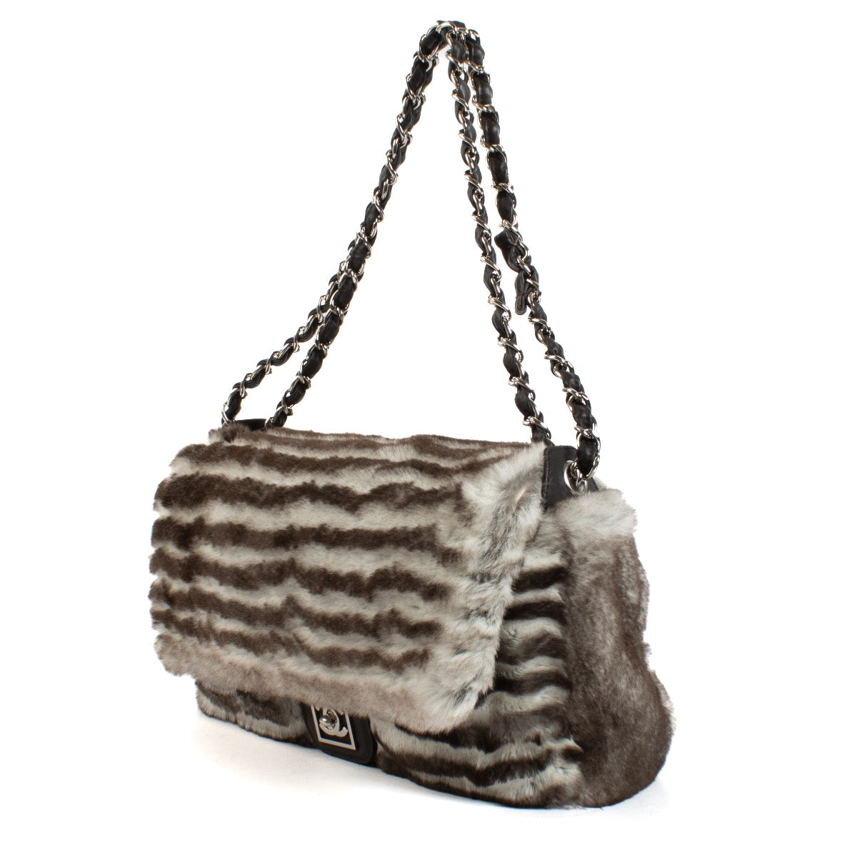shop 100% authentic second hand Chanel Sport Grey Chinchilla Fur Large Flap Bag on Labellov.com