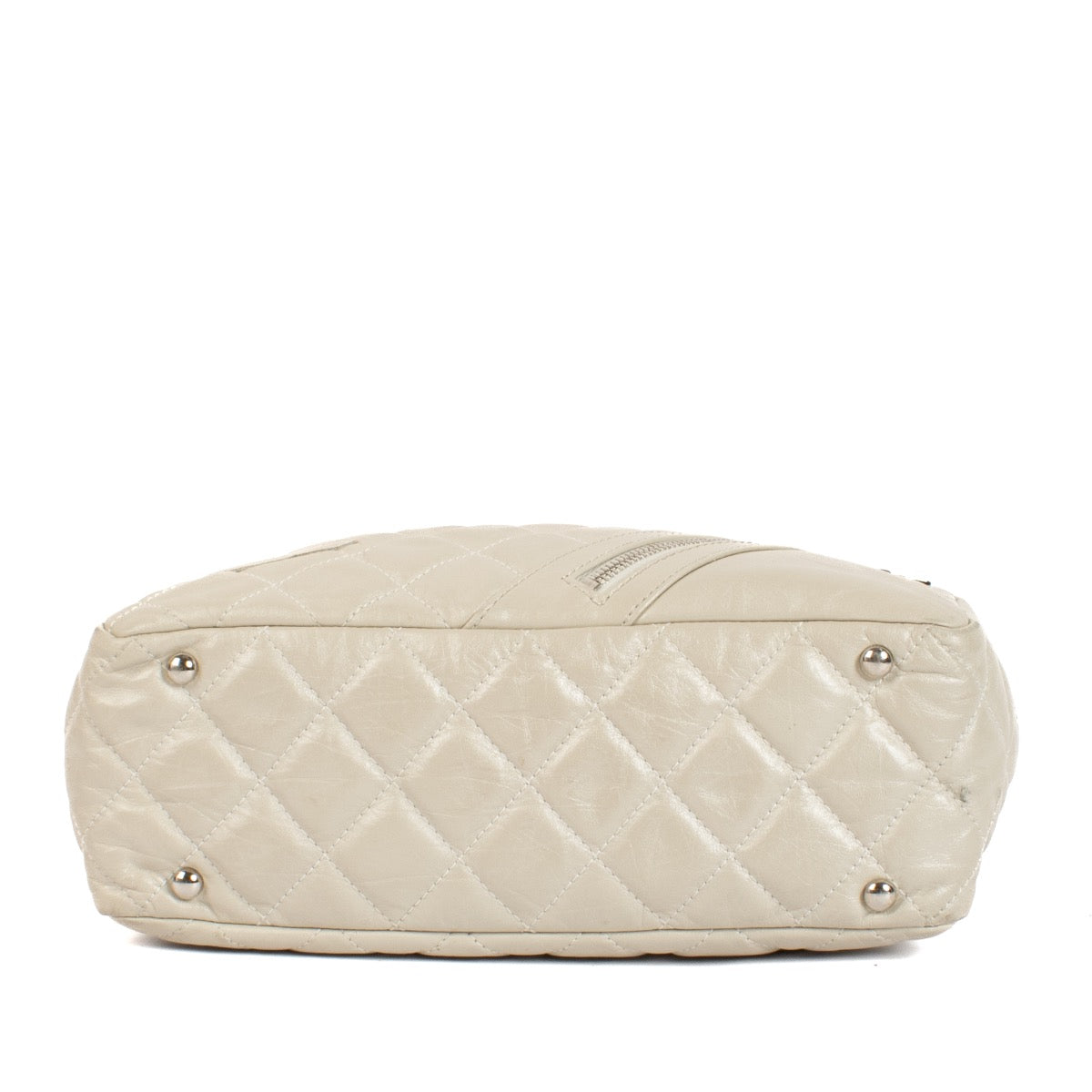 shop 100% authentic second hand Chanel Pearl Aged Quilted Calfskin Cotton Club Bowler Bag on Labellov.com