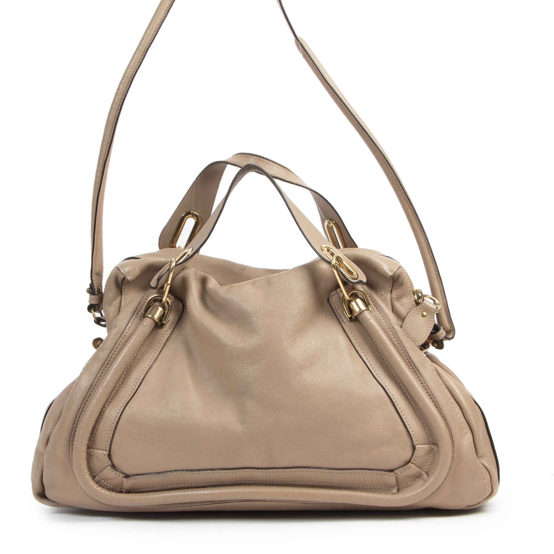 Chloé Taupe Leather Paraty Bag for sale online