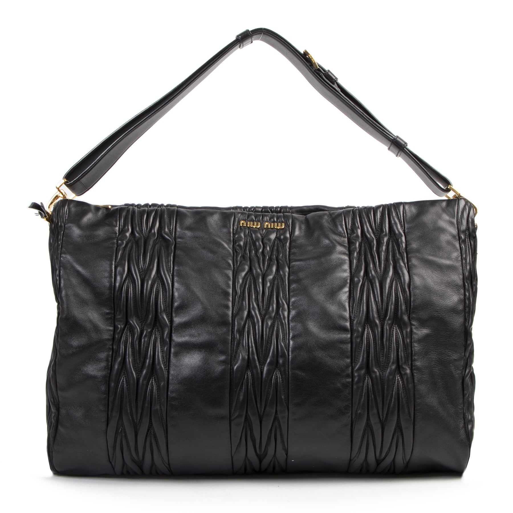 Miu Miu Black Sacca Matelassé Patch Bag fr the best price at Labellov