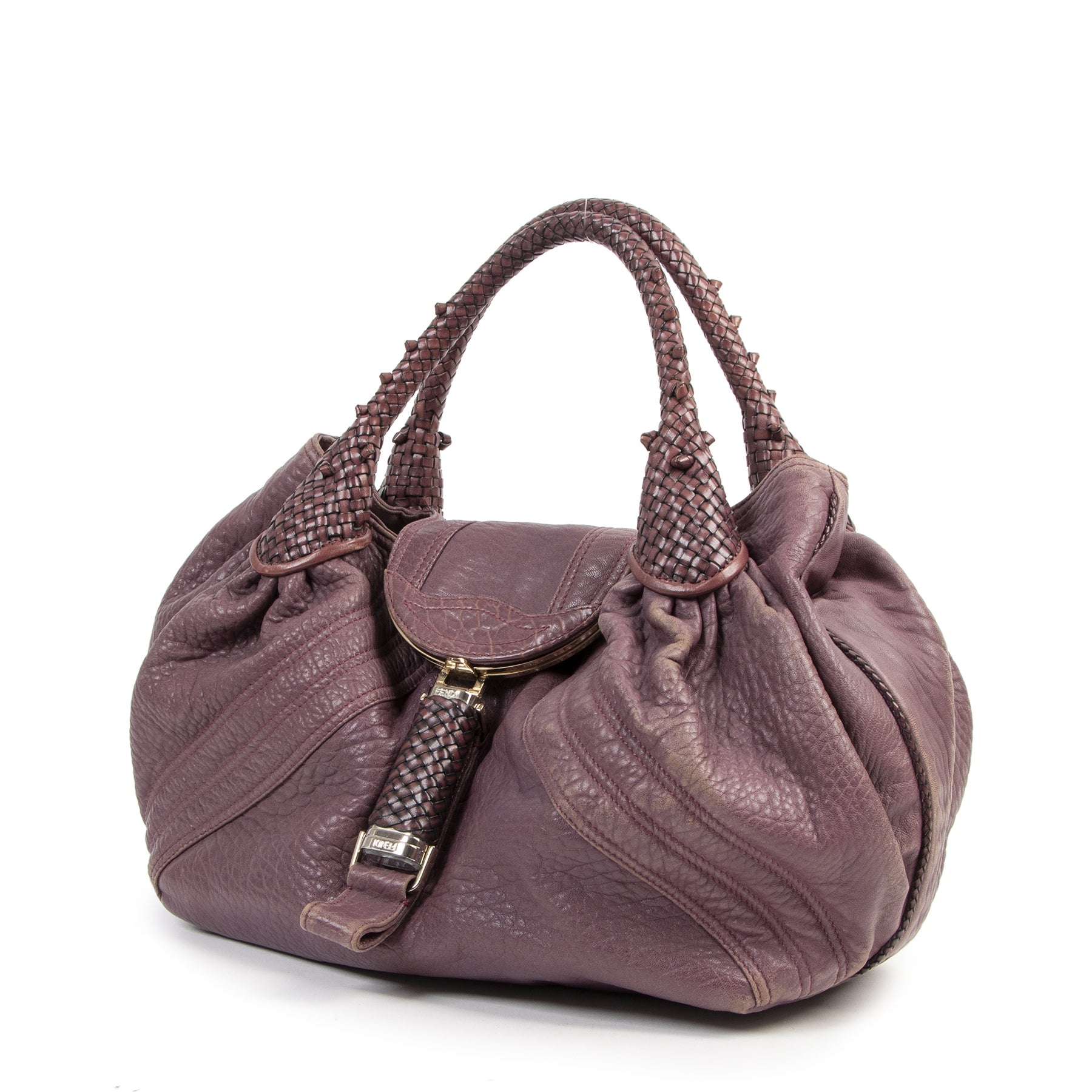 Authentic secondhand Fendi Purple Leather Spy Bag juiste prijs veilig online shoppen luxe merken webshop winkelen Antwerpen België mode fashion