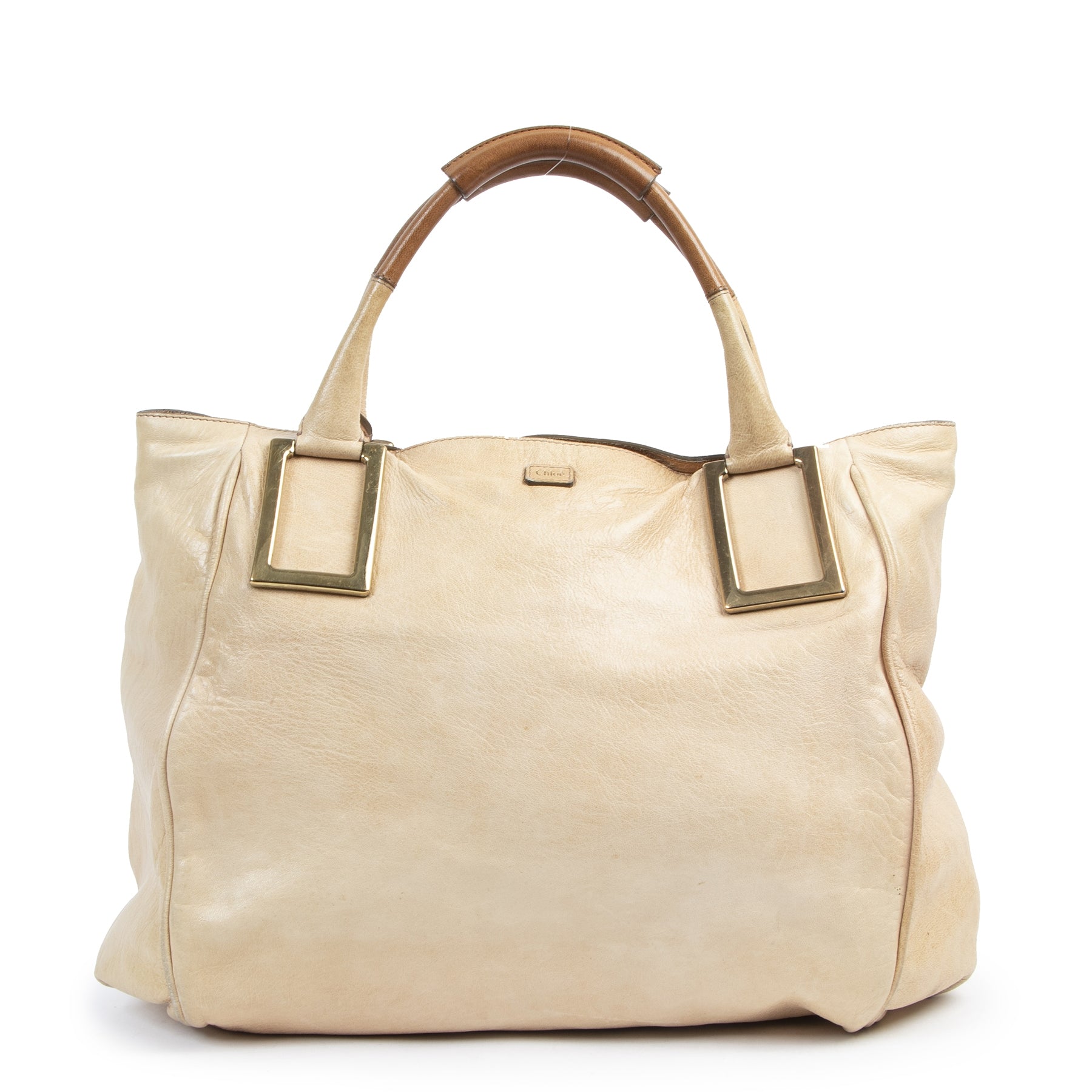 Authentic secondhand Chloé Large Beige Shopping Bag designer bags fashion luxury vintage webshop safe secure online shopping worldwide shipping designer high end brands