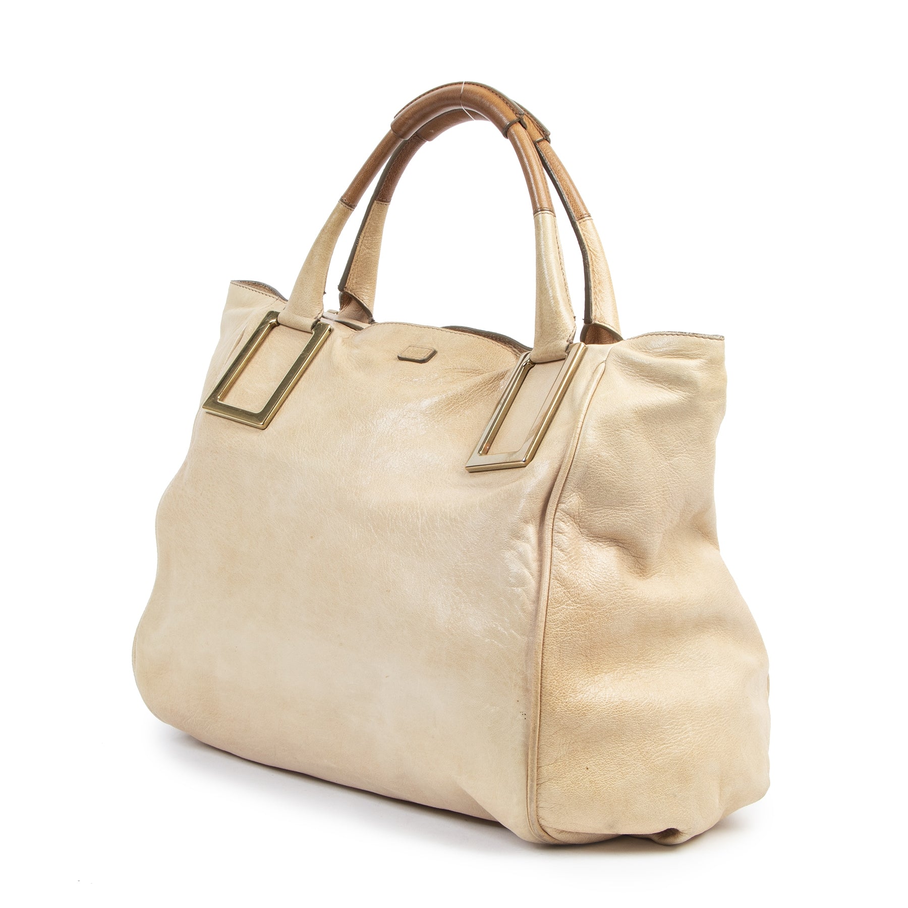 Authentieke Tweedehands Chloé Large Beige Shopping Bag juiste prijs veilig online shoppen luxe merken webshop winkelen Antwerpen België mode fashion