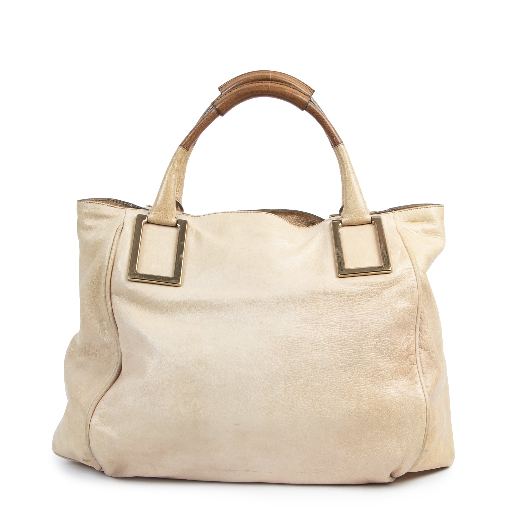Authentieke Tweedehands Chloé Large Beige Shopping Bag juiste prijs veilig online shoppen luxe merken webshop winkelen Antwerpen België mode fashion
