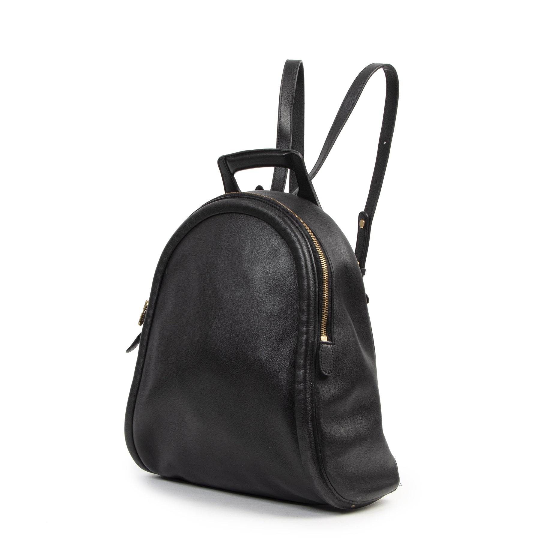 Authentic secondhand Delvaux Black Leather Backpack designer bags fashion luxury vintage webshop safe secure online shopping designer high end brands worldwide shipping