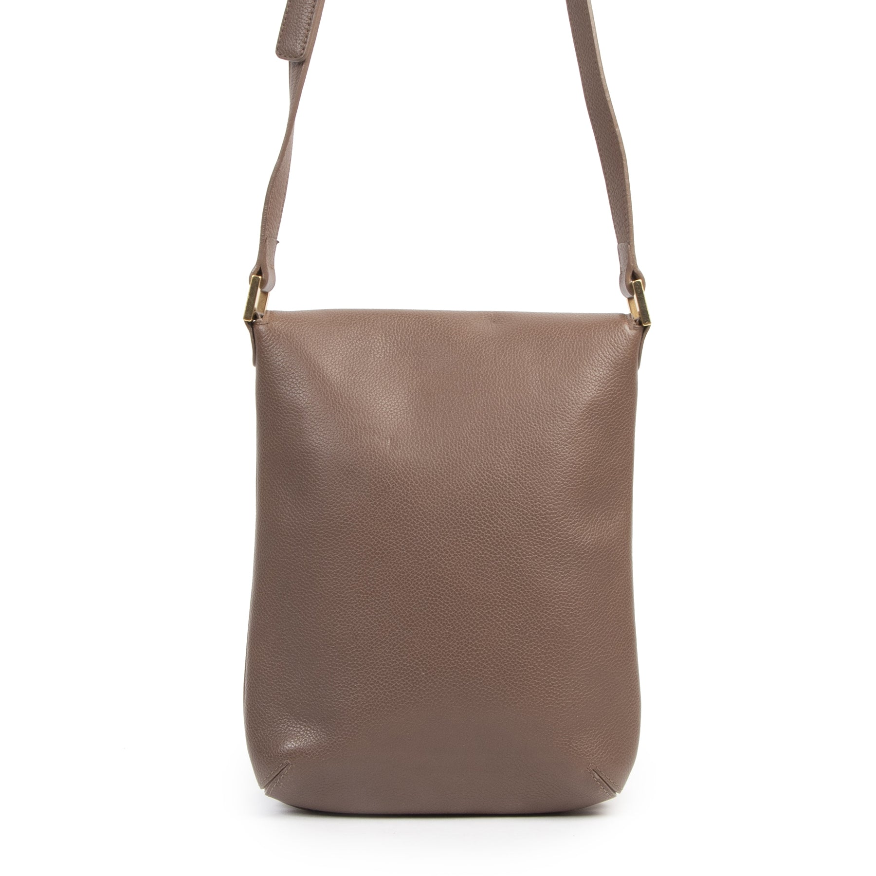 Authentic secondhand Delvaux Taupe Le Louise Baudrier Crossbody Bag designer bags fashion luxury vintage webshop safe secure online shopping worldwide shipping designer high end brands