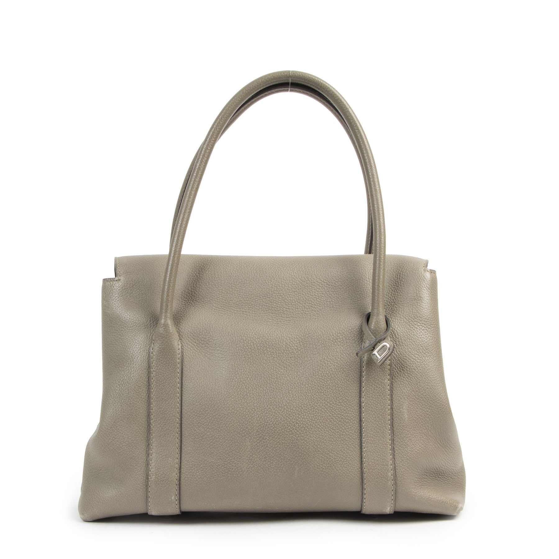 Authentic secondhand Delvaux Green Leather Top Handle Bag designer bags fashion luxury vintage webshop safe secure online shopping worldwide shipping designer high end brands