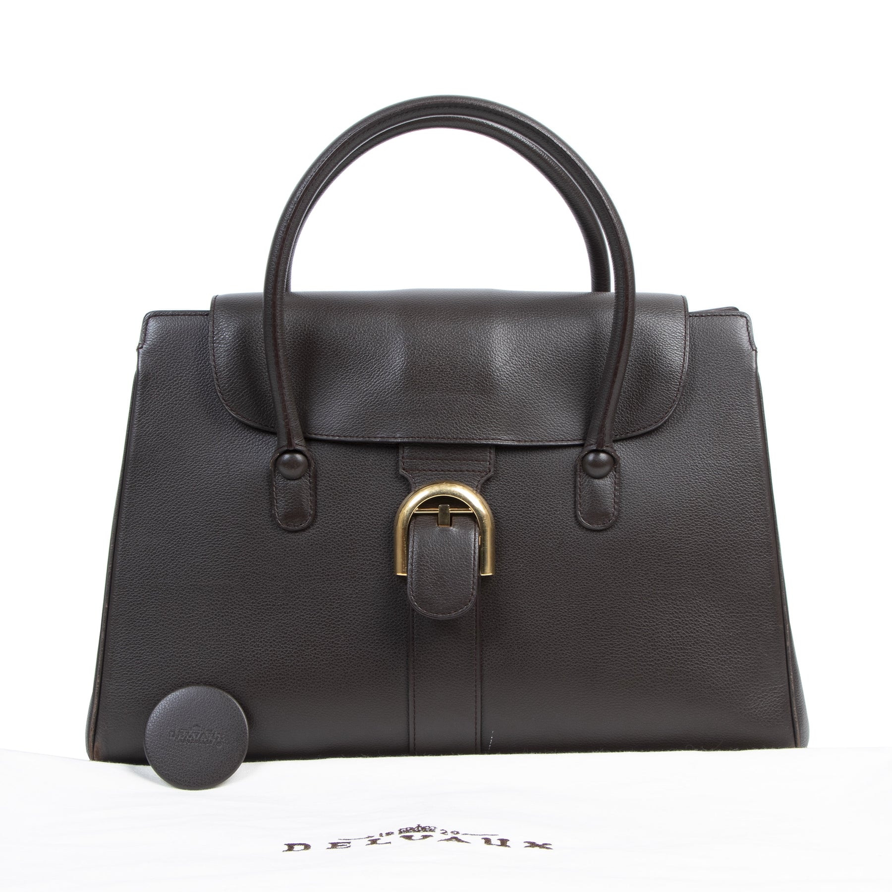 Authentic secondhand Delvaux Brown Cabriolet Bag designer bags fashion luxury vintage webshop safe secure online shopping designer high end brands worldwide shipping