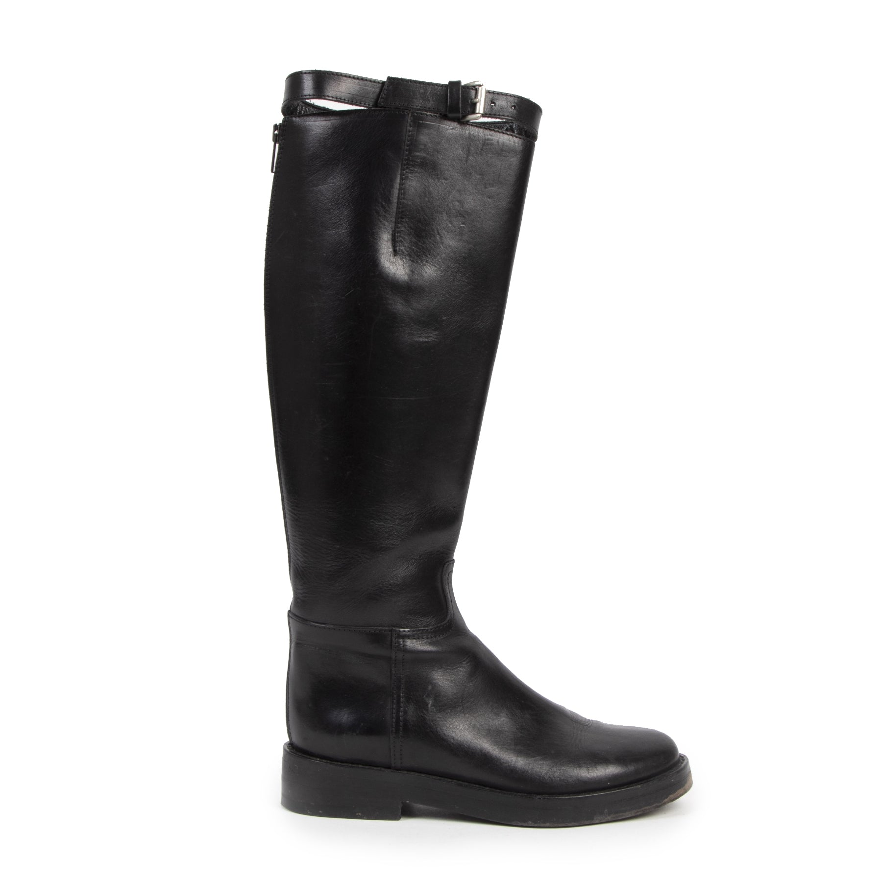 Authentic second-hand vintage Ann Demeulemeester Riding Boots Vitello Lucido Nero - Size 39 buy online webshop LabelLOV