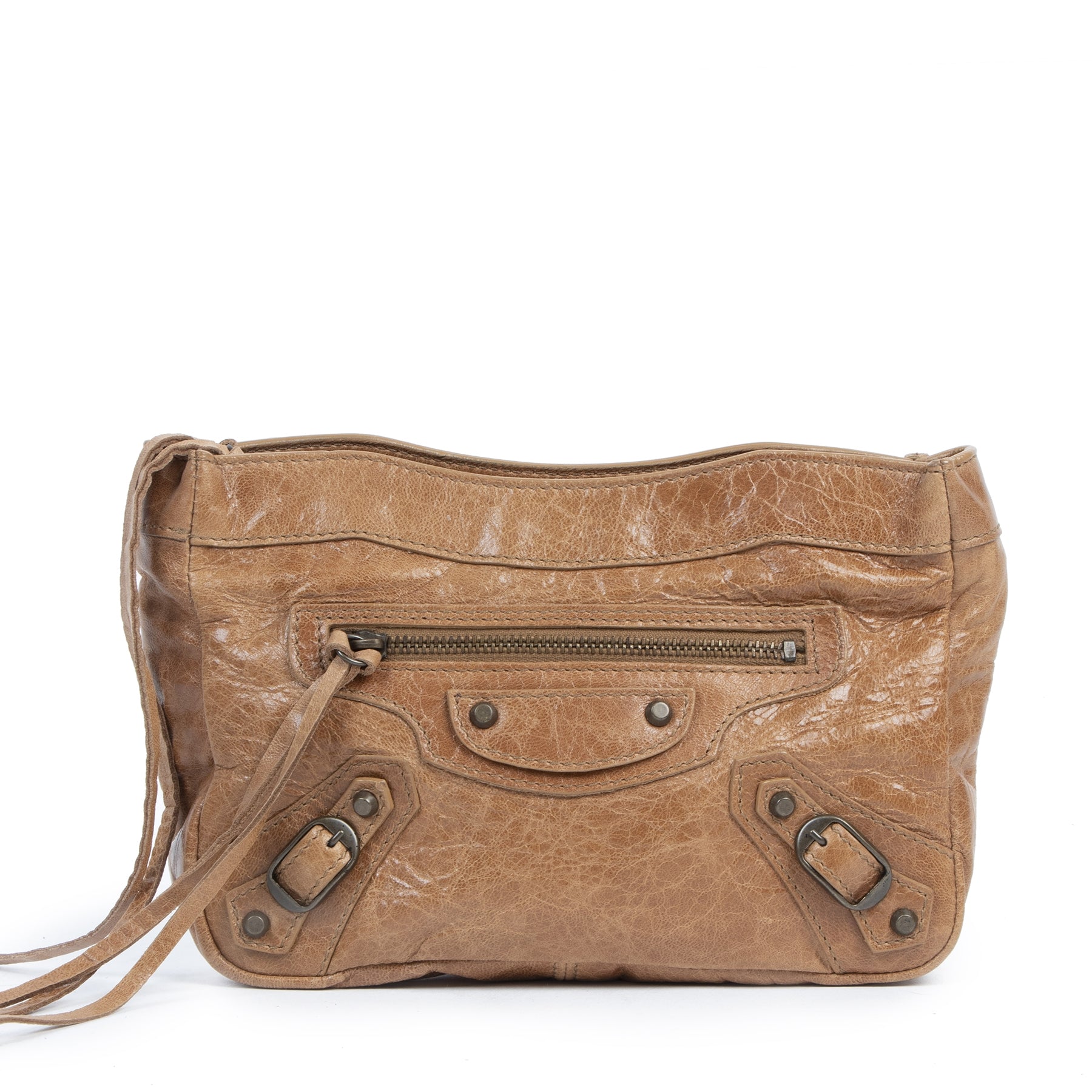 Balenciaga Cognac Leather Cosmetic Pouch for the best price at Labellov vintage luxury in Antwerp