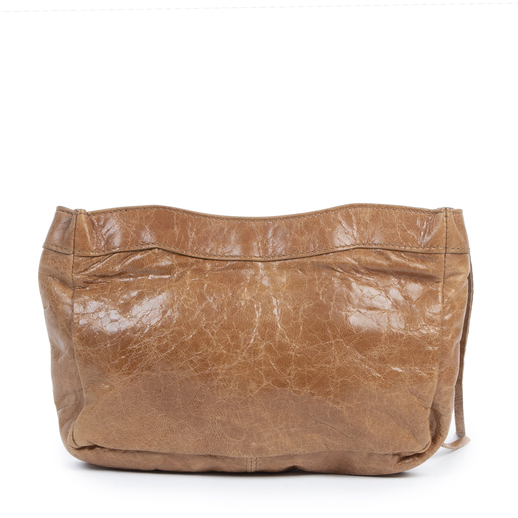 We buy and sell your authentic designer Balenciaga Cognac Leather Cosmetic Pouch