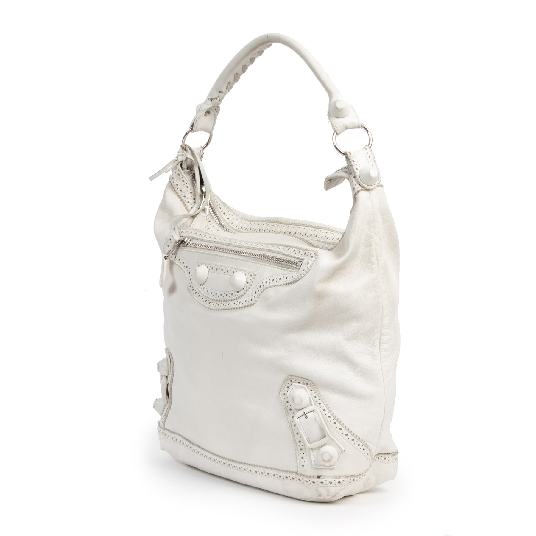 Authentic Secondhand Balenciaga White Giant Day Bag juiste prijs veilig online shoppen luxe merken webshop winkelen Antwerpen België mode fashion