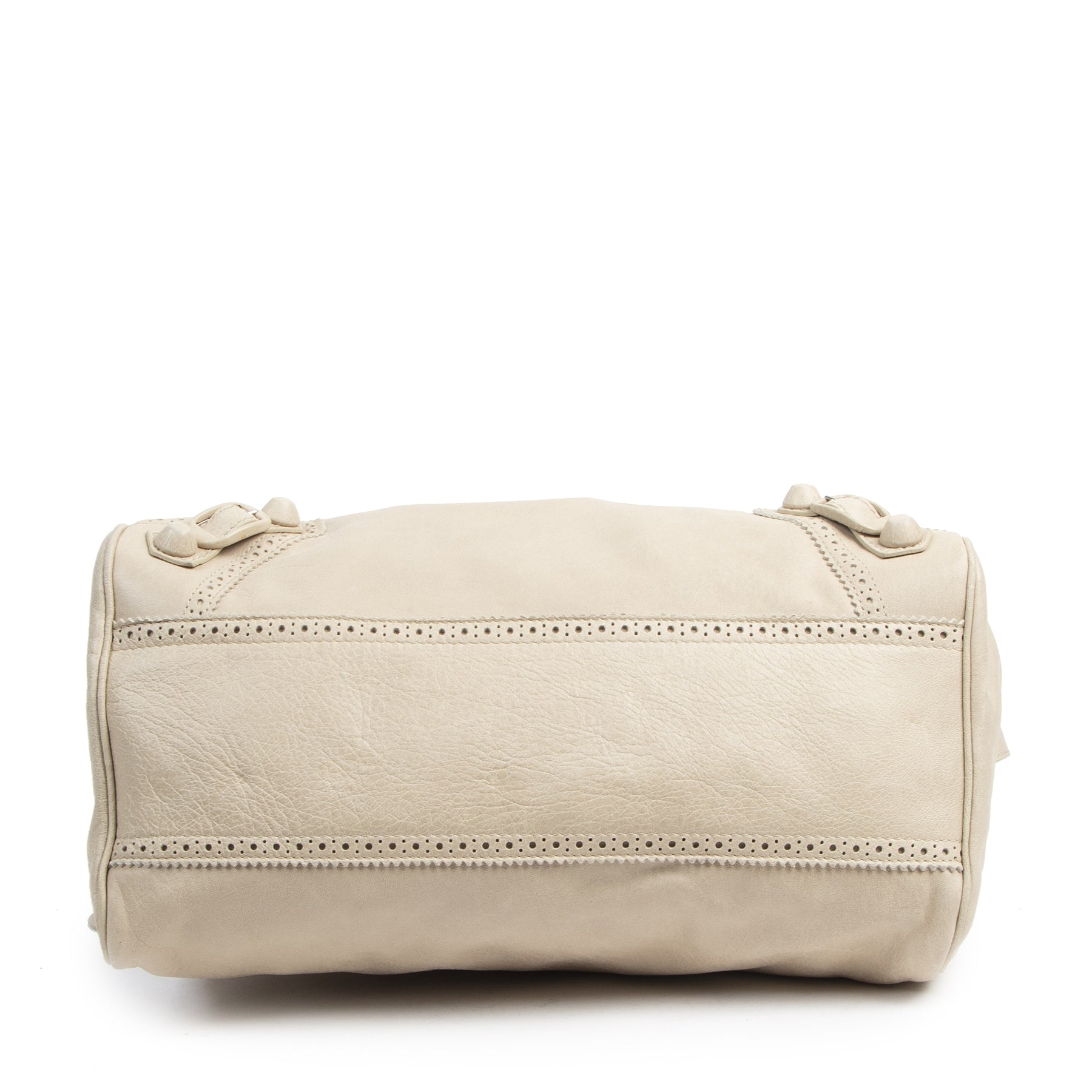 Authentic secondhand Balenciaga Velo Brogue Cream Leather Handbag designer bags fashion luxury vintage webshop safe secure online shopping designer high end brands