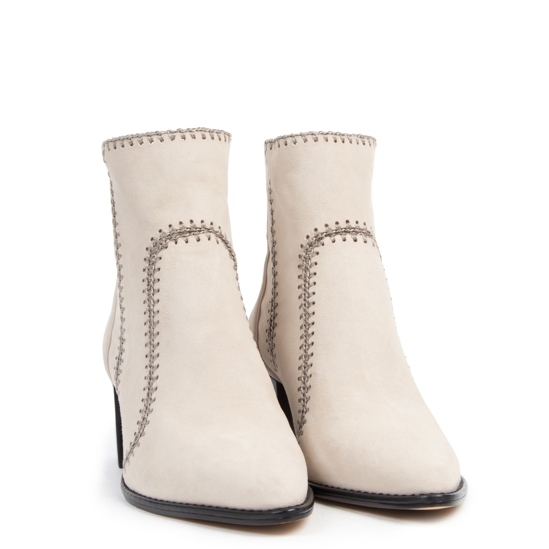 Authentieke tweedehands vintage Birman Beige Benta Suede Ankle Boots - Size 39,5 koop online webshop LabelLOV