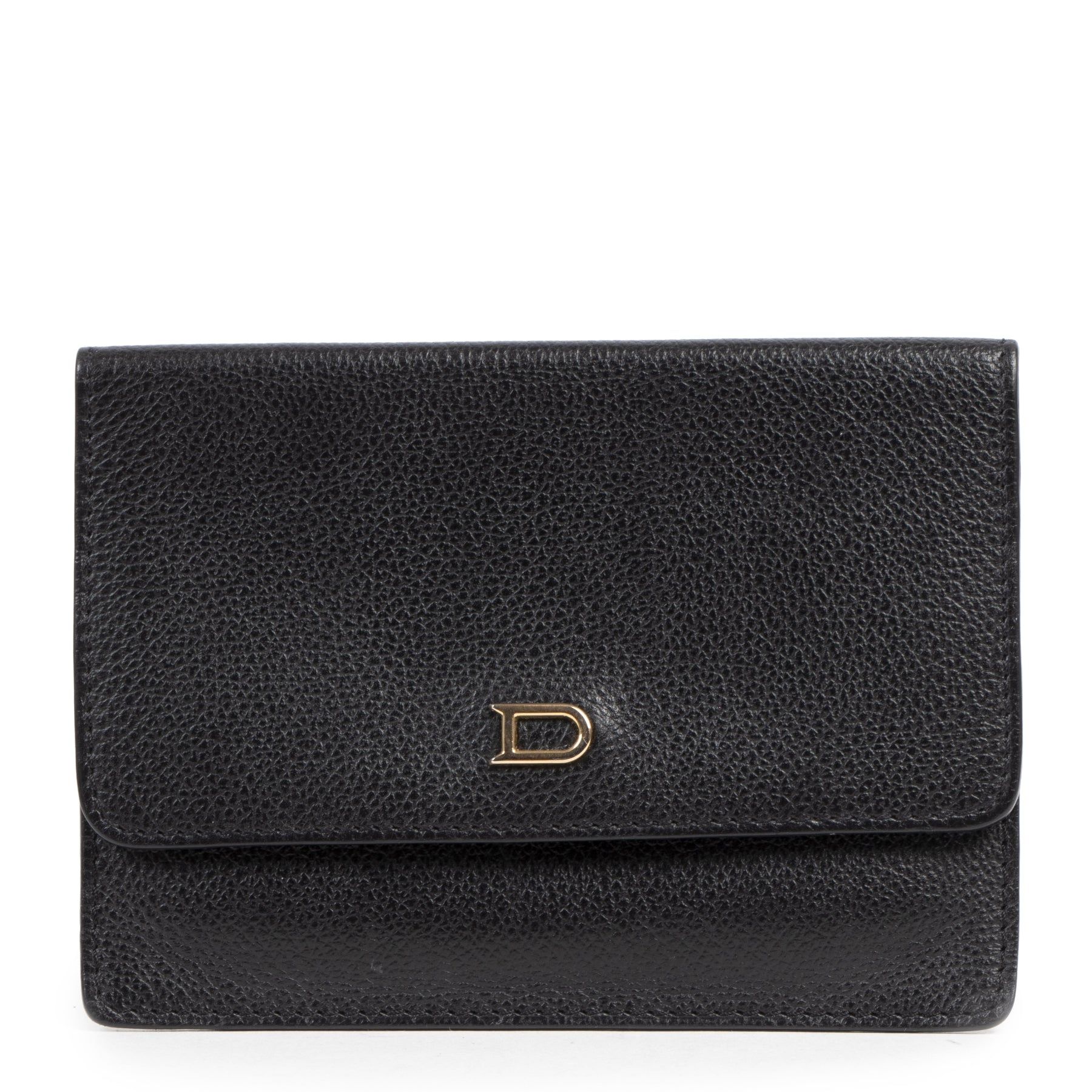 Authentic second-hand vintage Delvaux Black Pebble Leather Envelope Card Holder buy online webshop LabelLOV