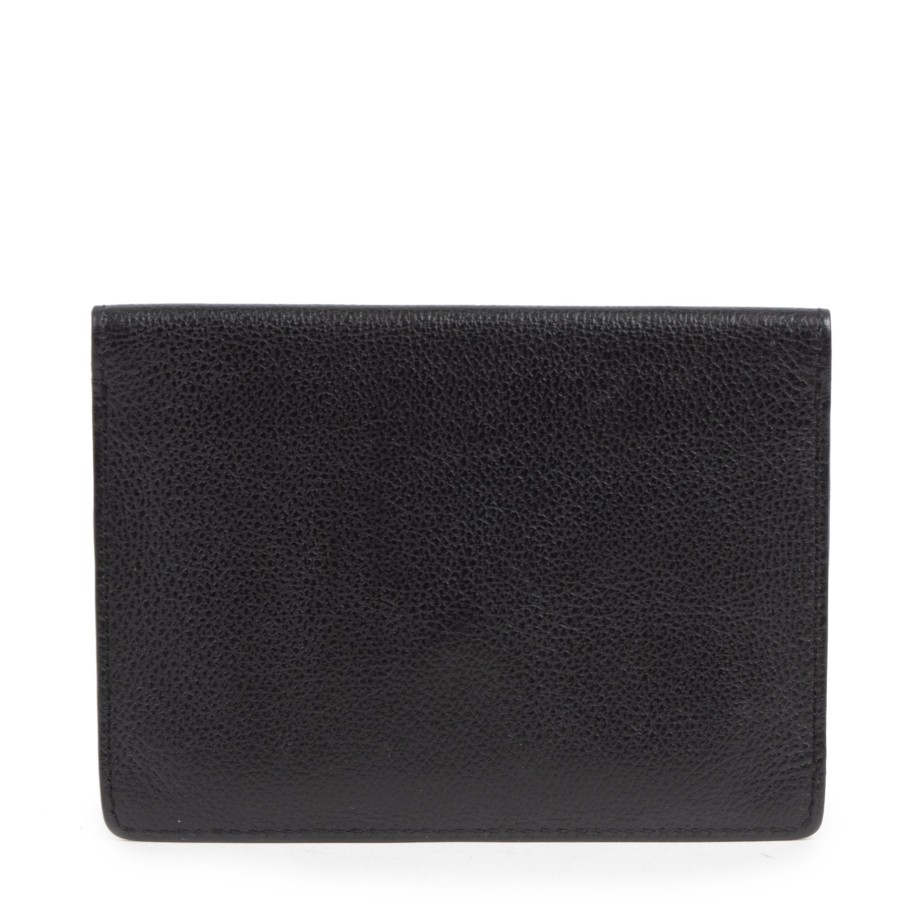 Authentieke tweedehands vintage Delvaux Black Pebble Leather Envelope Card Holder koop online webshop LabelLOV