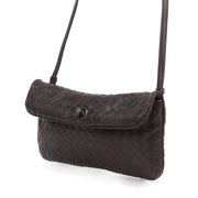 Authentieke Tweedehands Bottega Veneta Brown Woven Leather Crossbody Bag juiste prijs veilig online shoppen luxe merken webshop winkelen Antwerpen België mode fashion