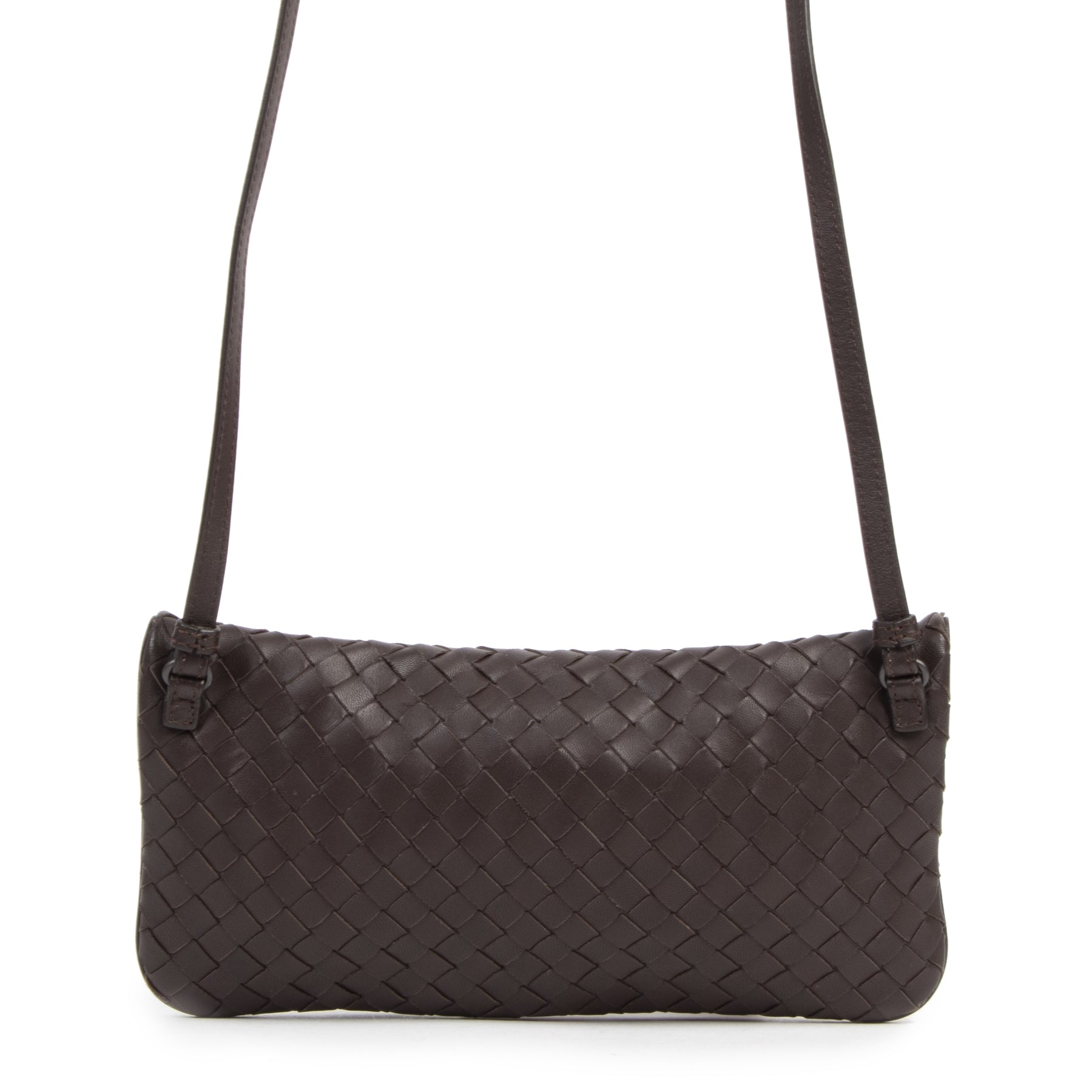 Authentic secondhand Bottega Veneta Brown Woven Leather Crossbody Bag designer bags fashion luxury vintage webshop safe secure online shopping high end brands