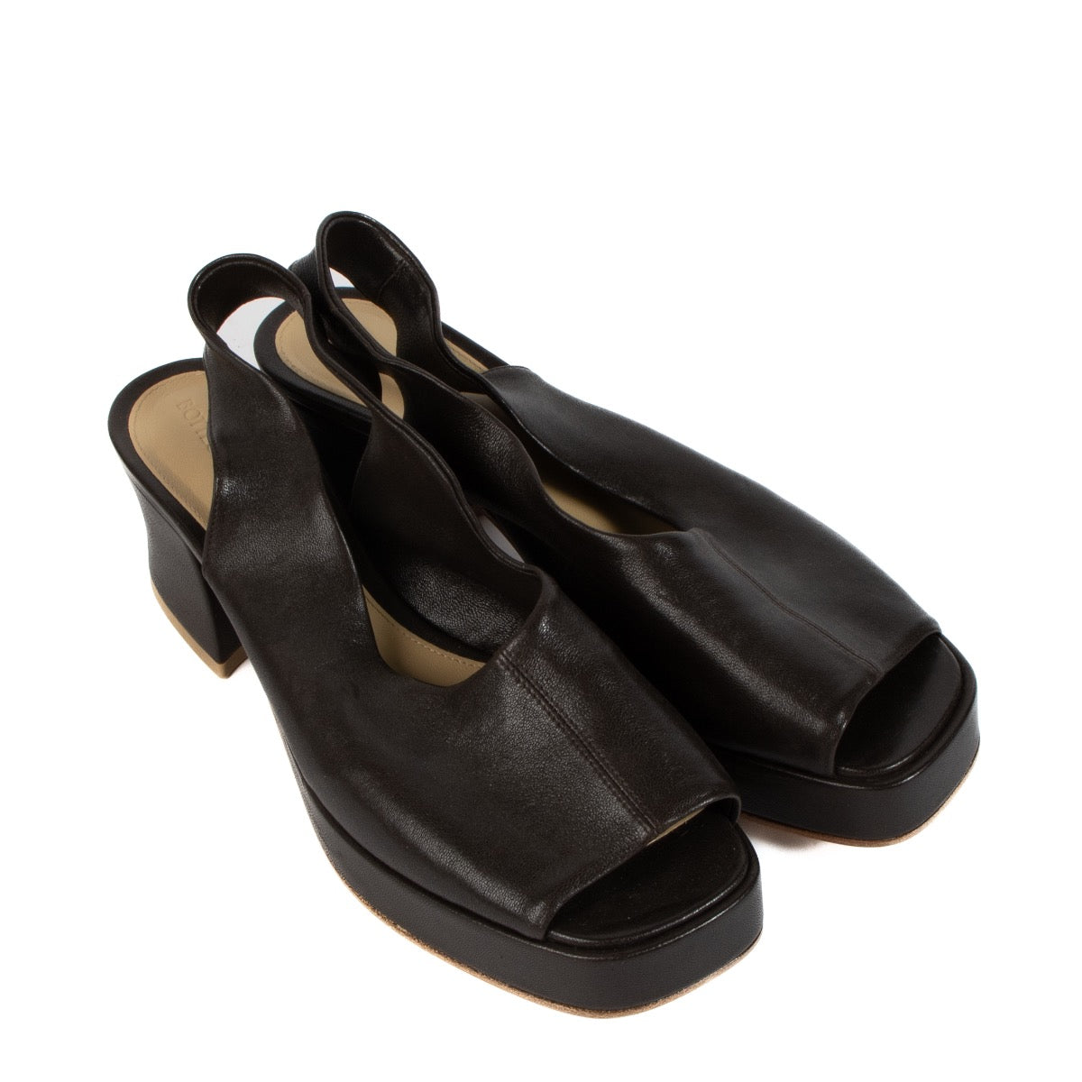 shop 100% authentic second hand Bottega Veneta Brown Stack 60 Slingback Sandals - Size 39 1/2 on Labellov.com