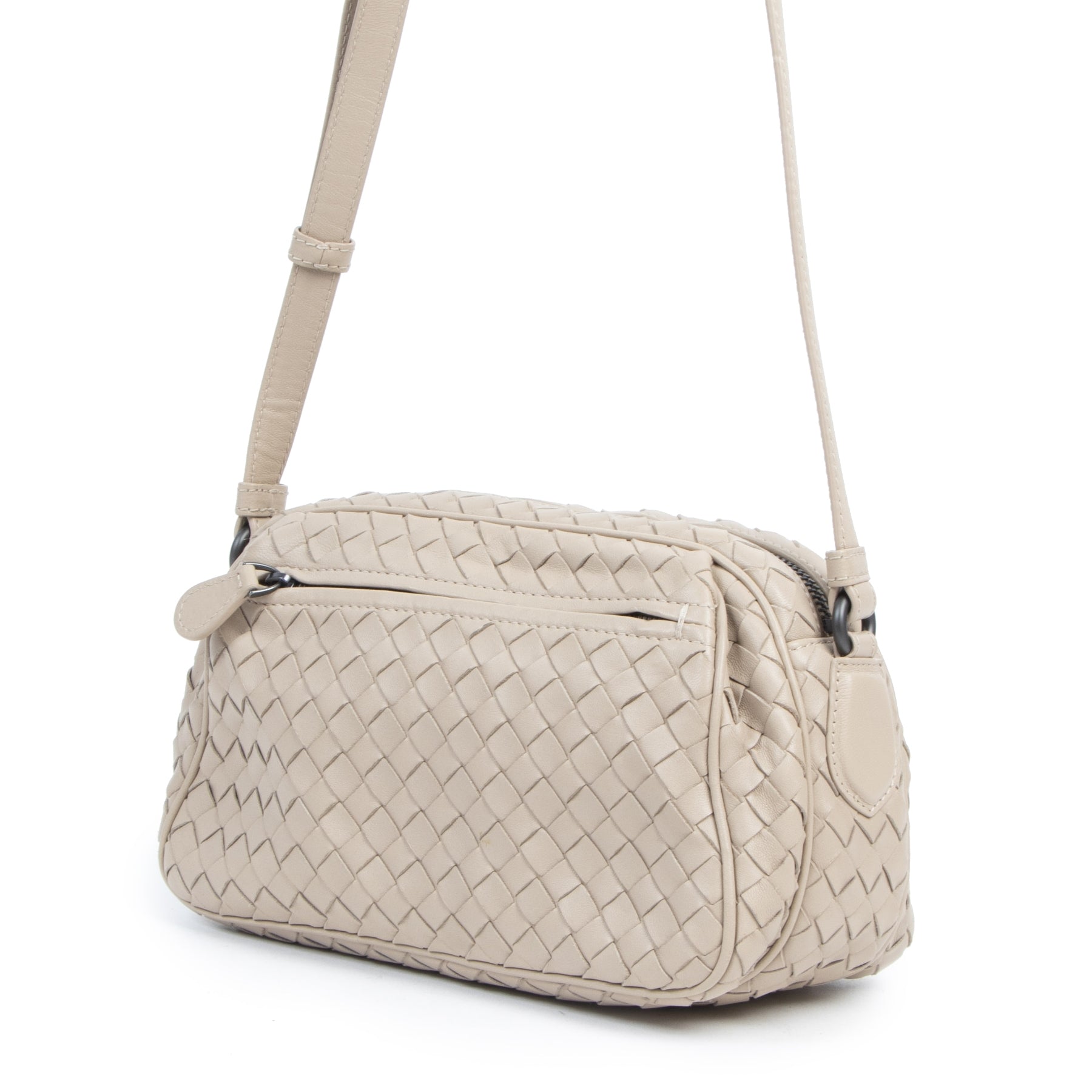 Authentieke Tweedehands Bottega Veneta Blush Intrecciato Woven Leather Camera Bag juiste prijs veilig online shoppen luxe merken webshop winkelen Antwerpen België mode fashion