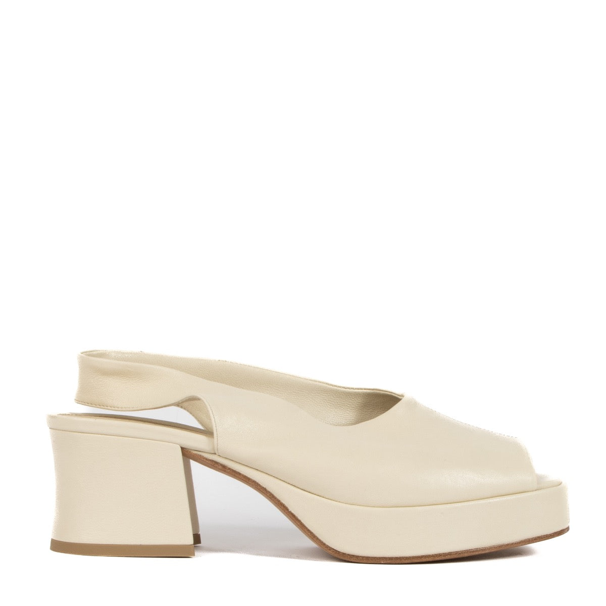 shop 100% authentic second hand Bottega Veneta Beige Stack 60 Slingback Sandals - Size 39 1/2 on Labellov.com
