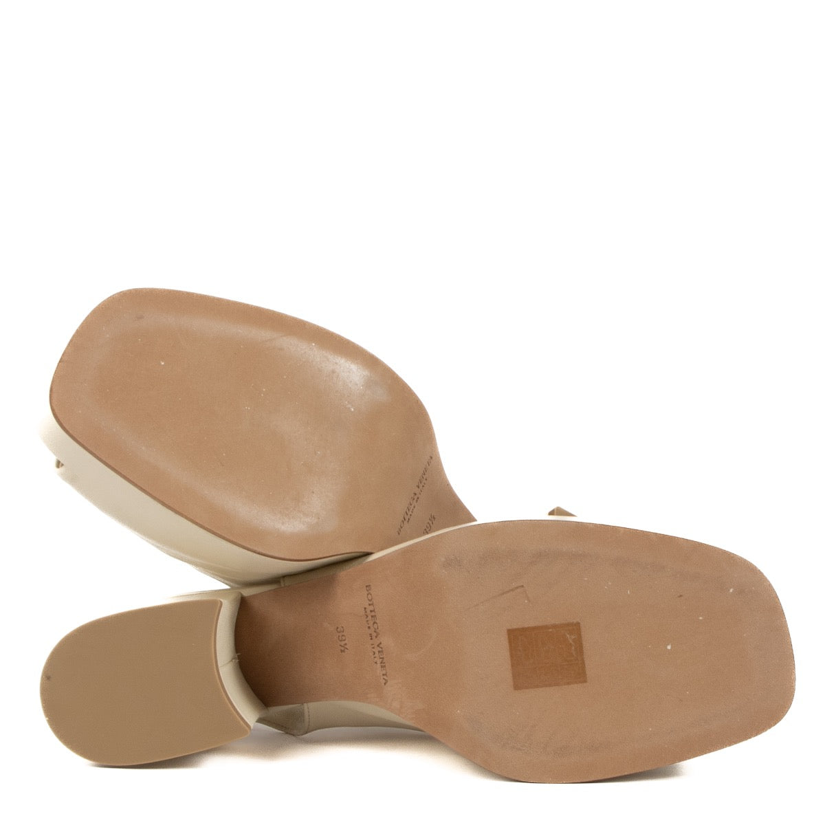 shop 100% authentic second hand Bottega Veneta Beige Stack 60 Slingback Sandals - Size 39 1/2 on Labellov.com