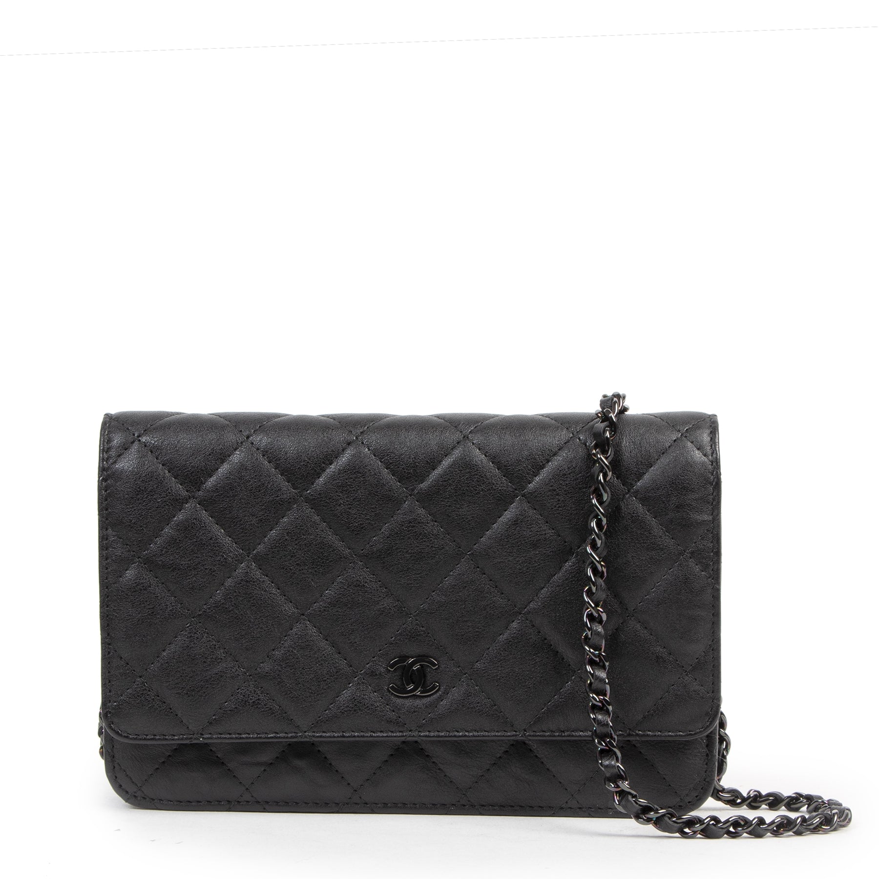Authentique seconde-main vintage Chanel So Black Wallet On Chain achète en ligne webshop LabelLOV